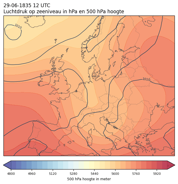 Weerkaart van 29 juni 1835 om 12 UTC