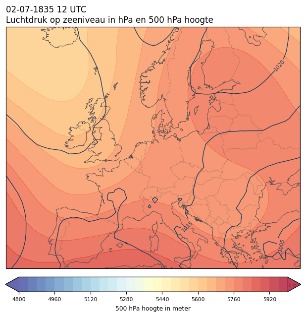 Weerkaart van 2 juli 1835 om 12 UTC