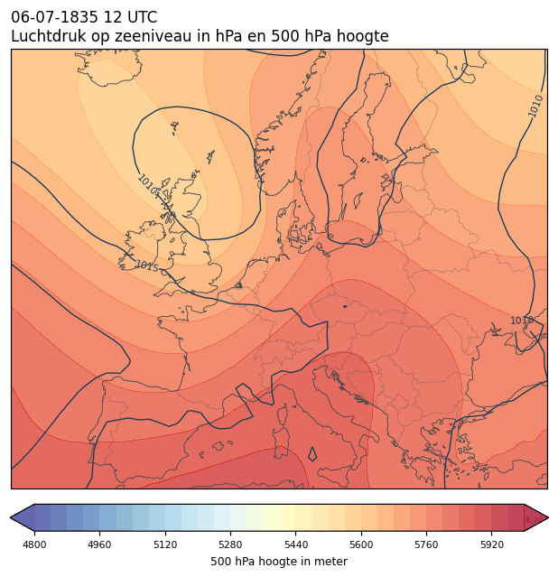 Weerkaart van 6 juli 1835 om 12 UTC