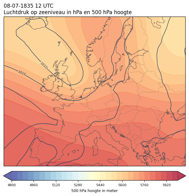 Weerkaart van 8 juli 1835 om 12 UTC