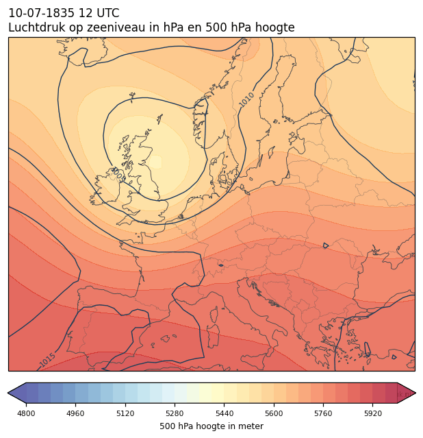 Weerkaart van 10 juli 1835 om 12 UTC