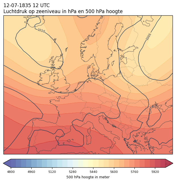 Weerkaart van 12 juli 1835 om 12 UTC
