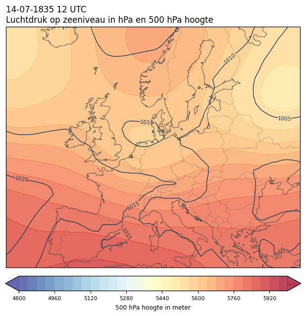 Weerkaart van 14 juli 1835 om 12 UTC