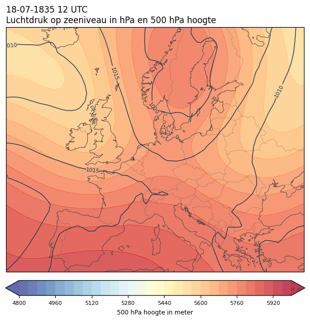 Weerkaart van 18 juli 1835 om 12 UTC