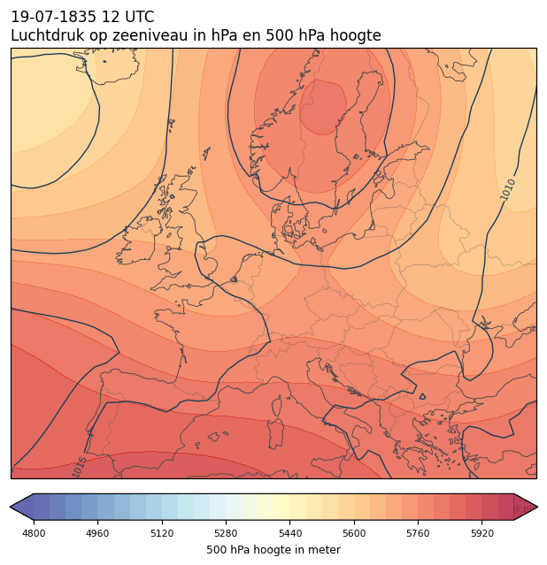 Weerkaart van 19 juli 1835 om 12 UTC