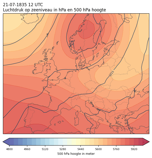 Weerkaart van 21 juli 1835 om 12 UTC