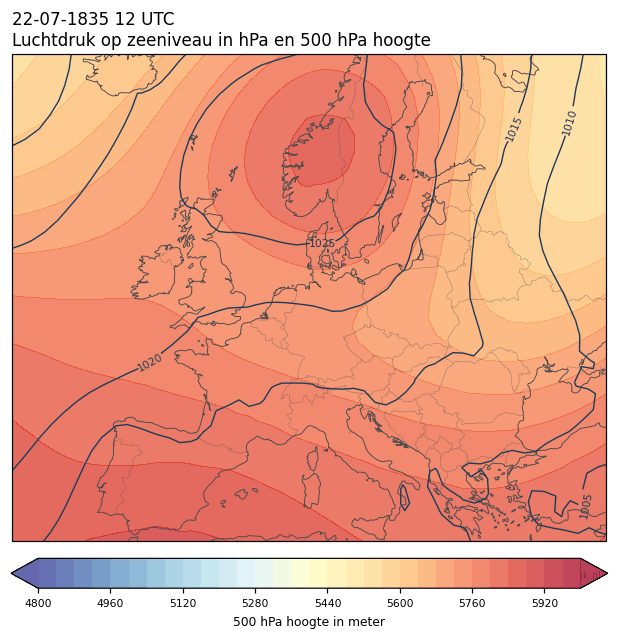 Weerkaart van 22 juli 1835 om 12 UTC