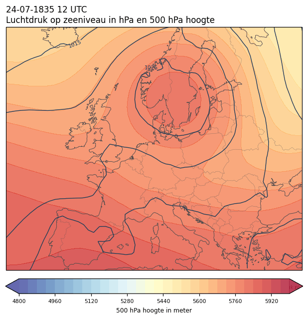 Weerkaart van 24 juli 1835 om 12 UTC