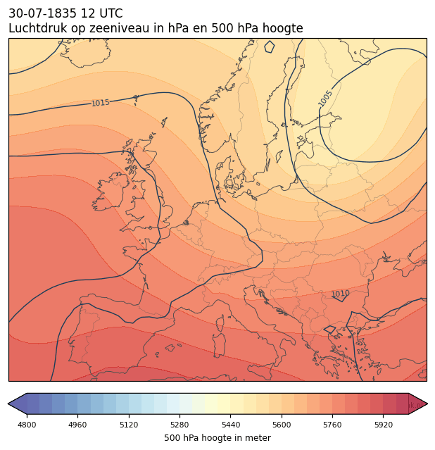 Weerkaart van 30 juli 1835 om 12 UTC