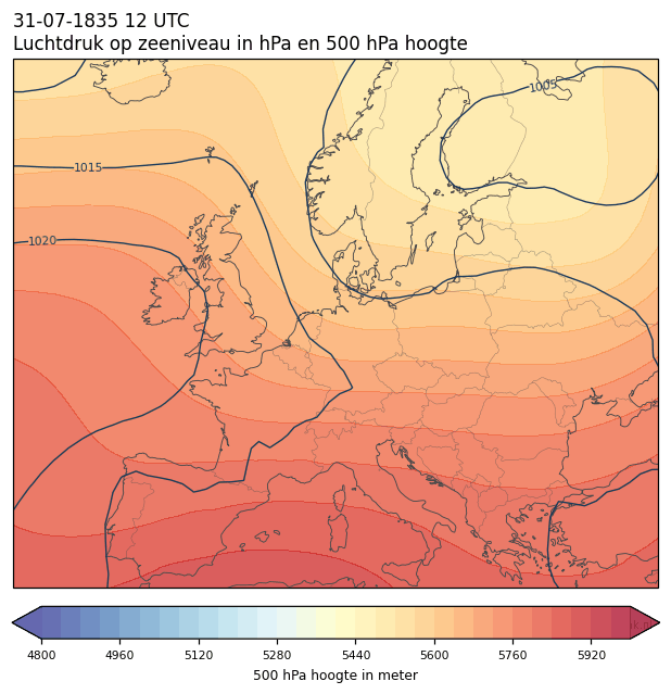 Weerkaart van 31 juli 1835 om 12 UTC