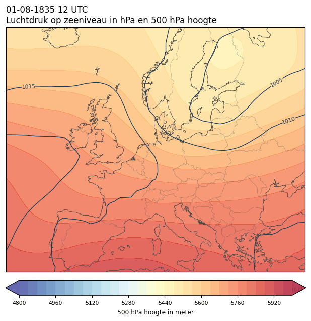 Weerkaart van 1 augustus 1835 om 12 UTC
