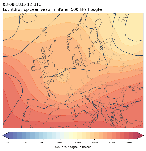 Weerkaart van 3 augustus 1835 om 12 UTC