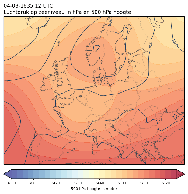 Weerkaart van 4 augustus 1835 om 12 UTC