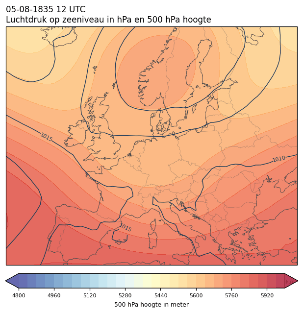 Weerkaart van 5 augustus 1835 om 12 UTC
