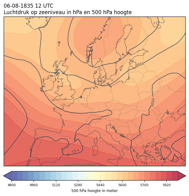 Weerkaart van 6 augustus 1835 om 12 UTC