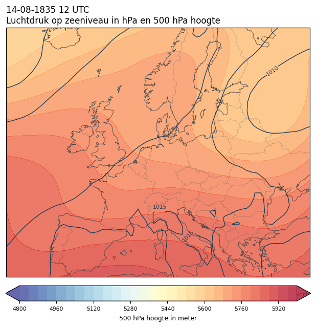 Weerkaart van 14 augustus 1835 om 12 UTC