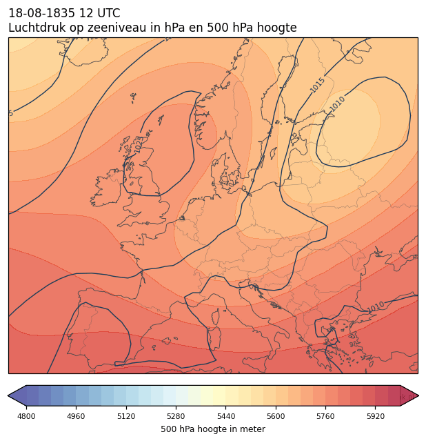 Weerkaart van 18 augustus 1835 om 12 UTC