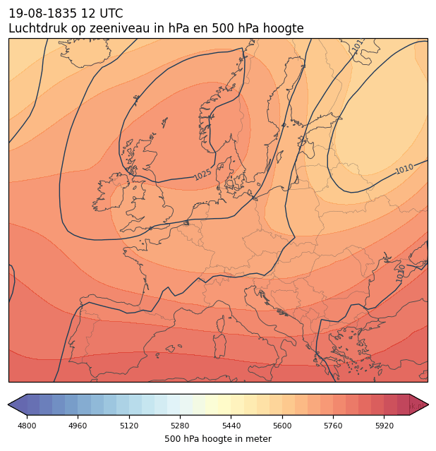 Weerkaart van 19 augustus 1835 om 12 UTC