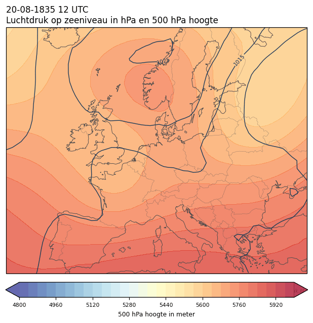 Weerkaart van 20 augustus 1835 om 12 UTC