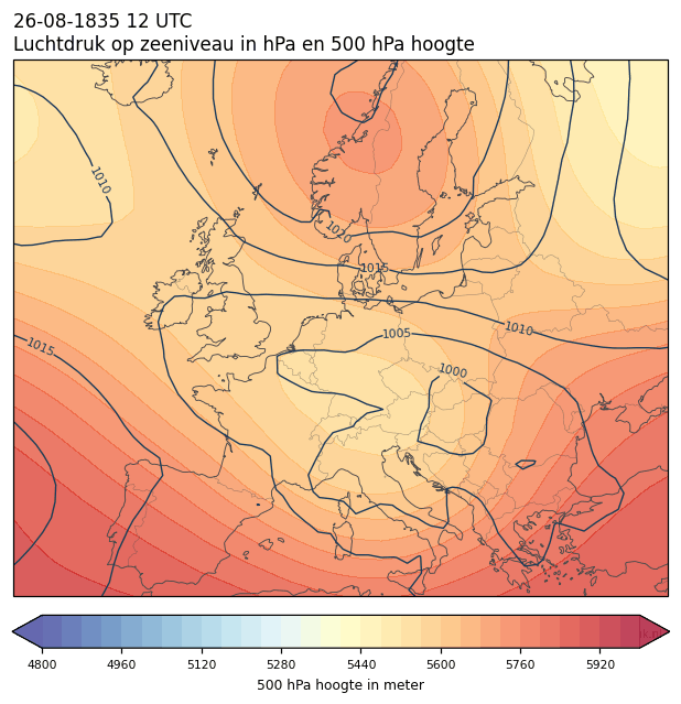 Weerkaart van 26 augustus 1835 om 12 UTC