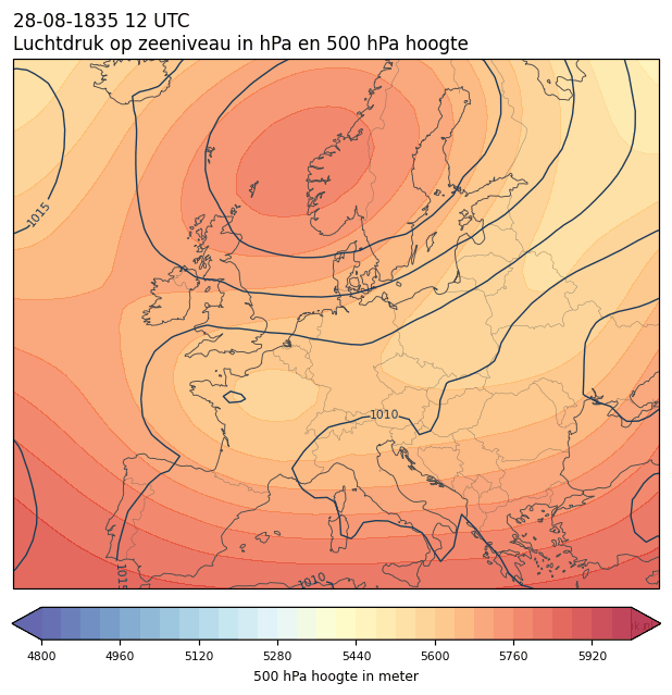 Weerkaart van 28 augustus 1835 om 12 UTC