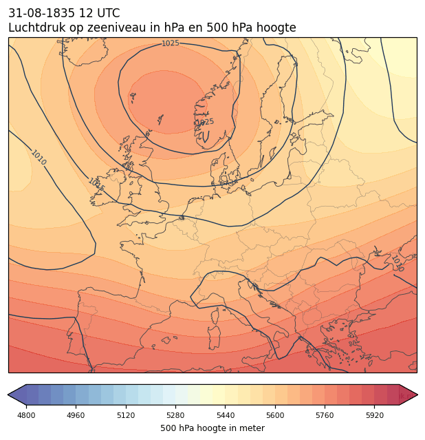 Weerkaart van 31 augustus 1835 om 12 UTC