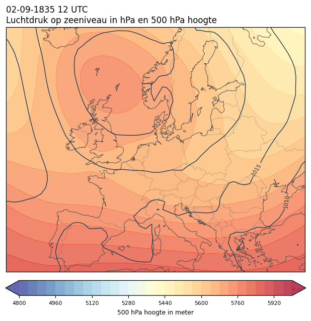 Weerkaart van 2 september 1835 om 12 UTC