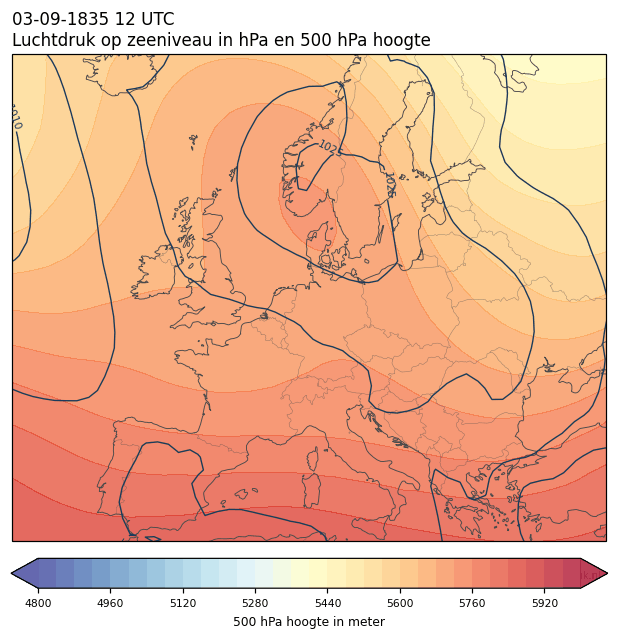 Weerkaart van 3 september 1835 om 12 UTC
