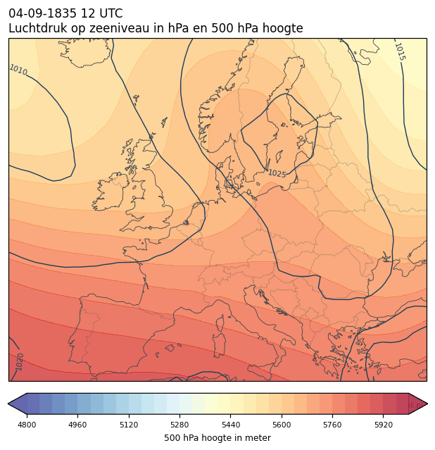 Weerkaart van 4 september 1835 om 12 UTC
