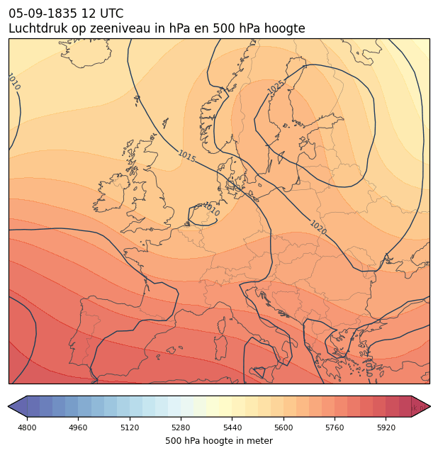 Weerkaart van 5 september 1835 om 12 UTC