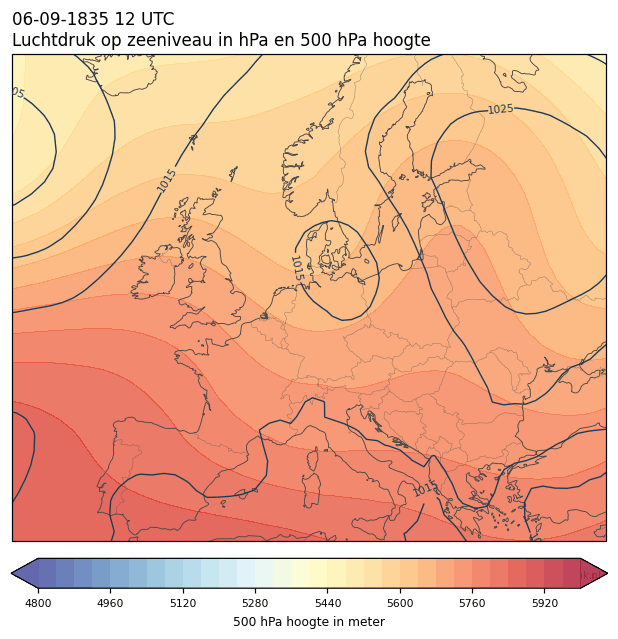 Weerkaart van 6 september 1835 om 12 UTC