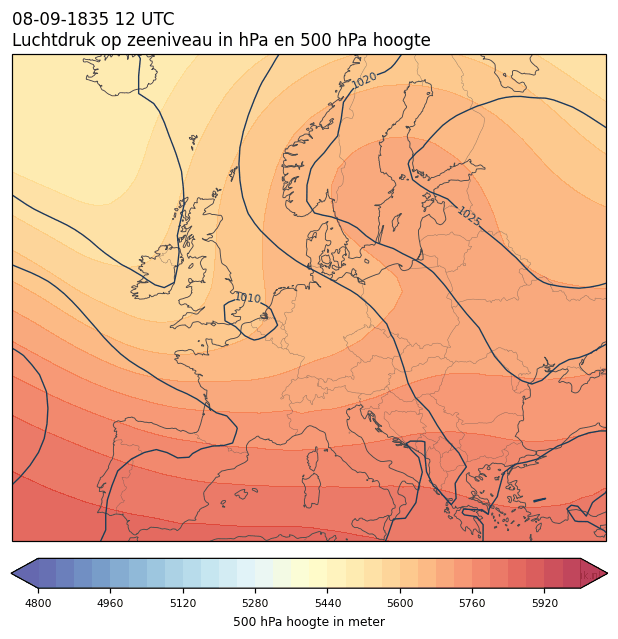 Weerkaart van 8 september 1835 om 12 UTC