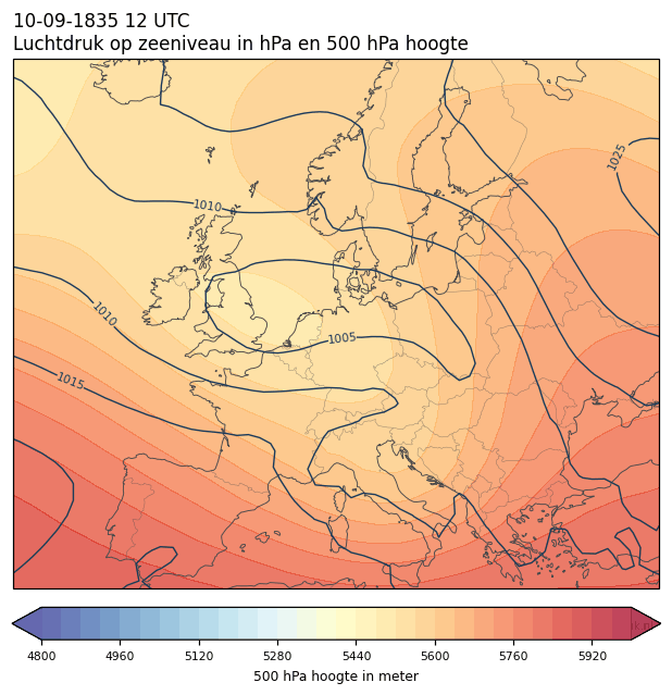 Weerkaart van 10 september 1835 om 12 UTC