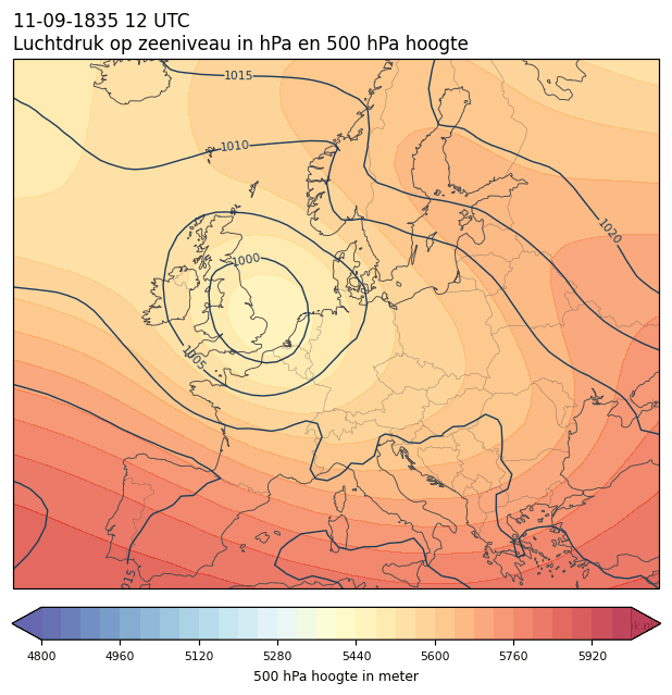 Weerkaart van 11 september 1835 om 12 UTC