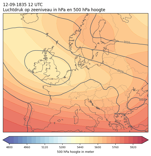 Weerkaart van 12 september 1835 om 12 UTC
