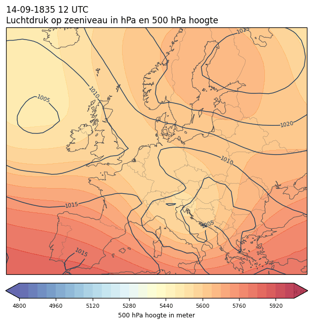 Weerkaart van 14 september 1835 om 12 UTC