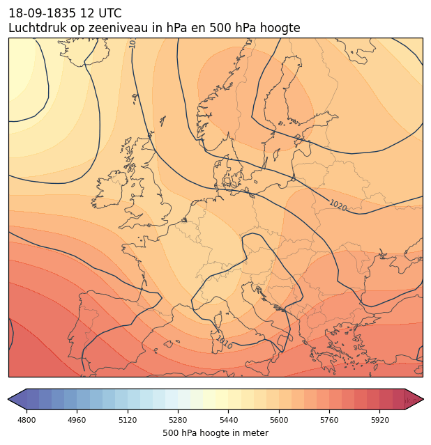 Weerkaart van 18 september 1835 om 12 UTC