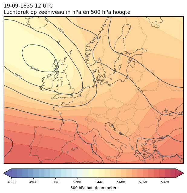Weerkaart van 19 september 1835 om 12 UTC