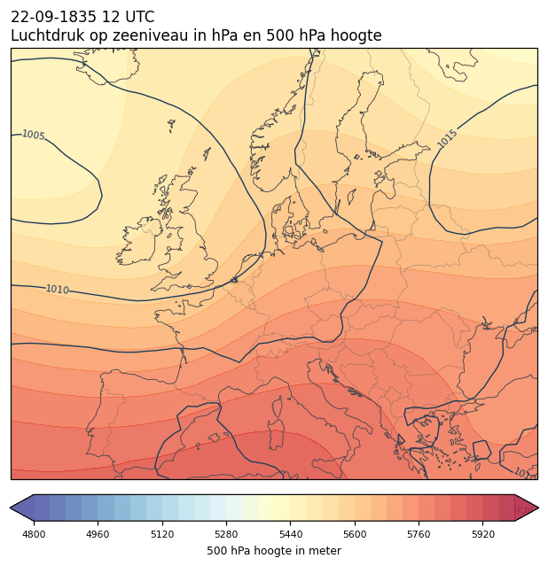 Weerkaart van 22 september 1835 om 12 UTC