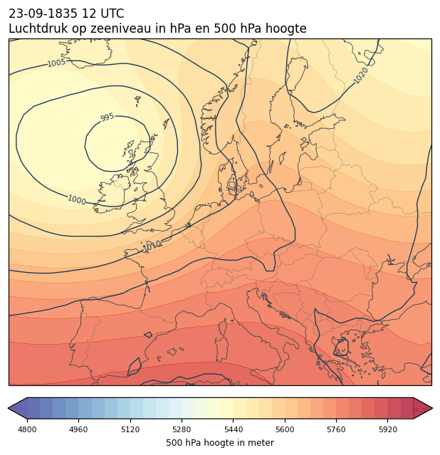 Weerkaart van 23 september 1835 om 12 UTC