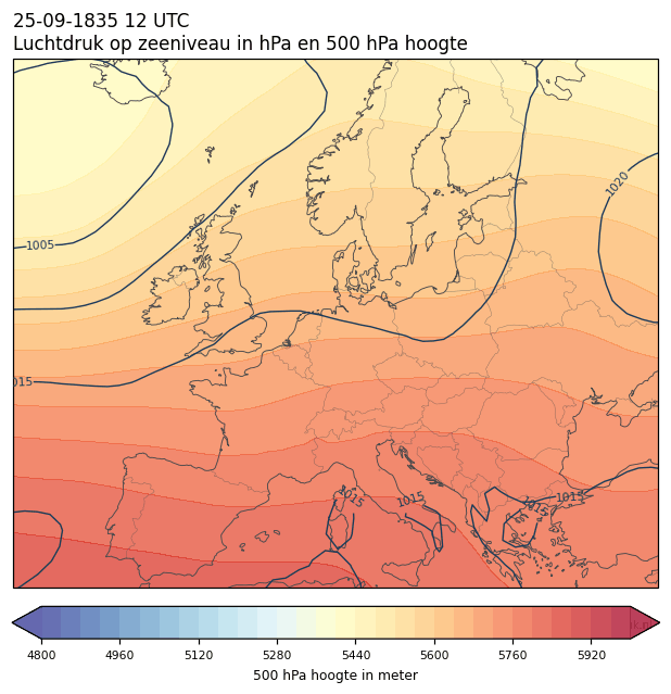 Weerkaart van 25 september 1835 om 12 UTC