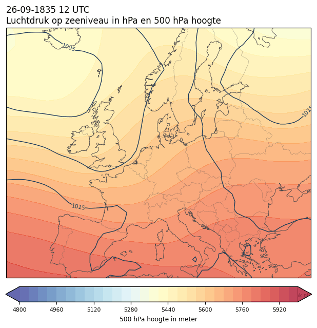 Weerkaart van 26 september 1835 om 12 UTC