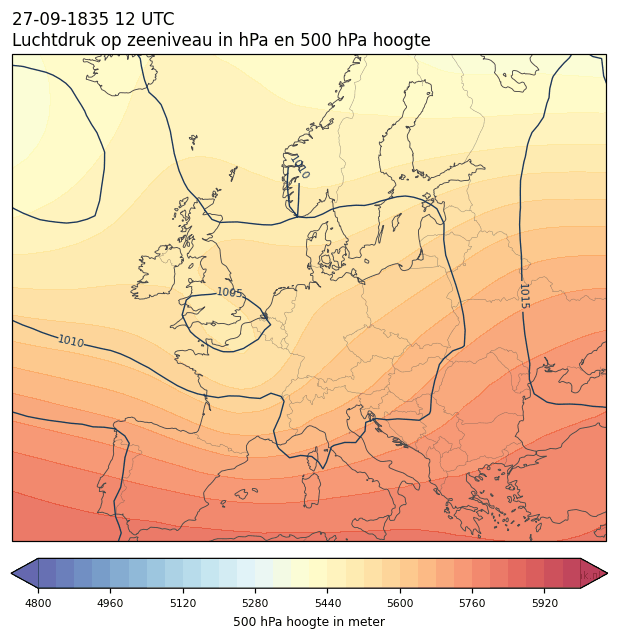 Weerkaart van 27 september 1835 om 12 UTC