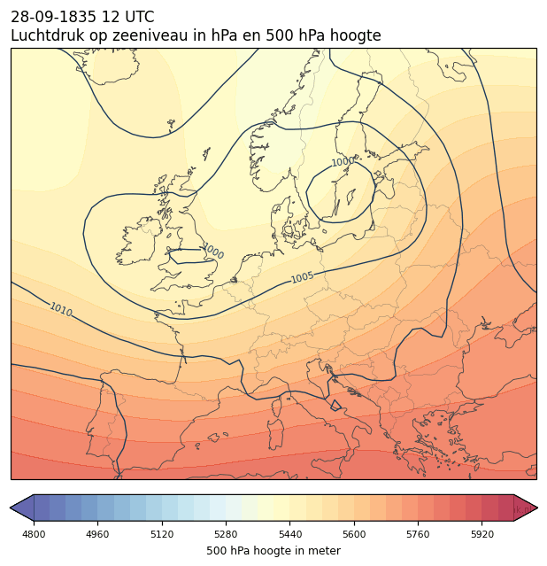 Weerkaart van 28 september 1835 om 12 UTC
