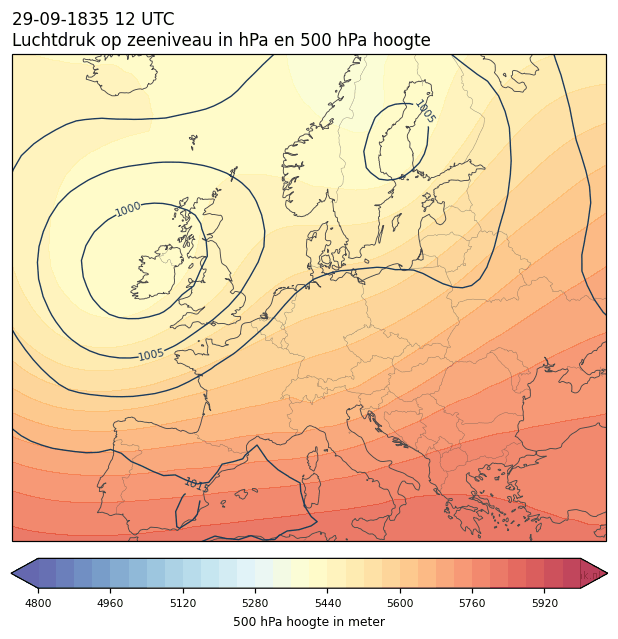 Weerkaart van 29 september 1835 om 12 UTC