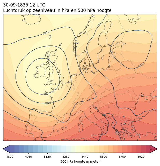 Weerkaart van 30 september 1835 om 12 UTC