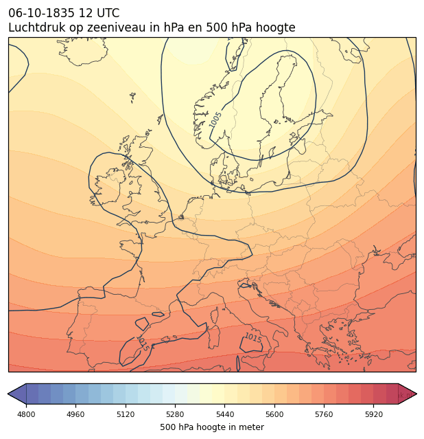Weerkaart van 6 oktober 1835 om 12 UTC