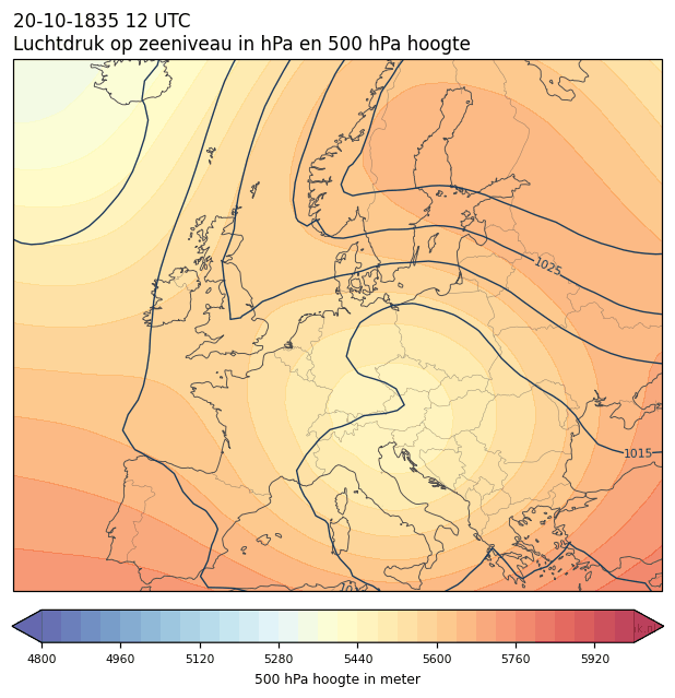 Weerkaart van 20 oktober 1835 om 12 UTC