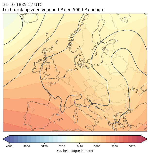 Weerkaart van 31 oktober 1835 om 12 UTC