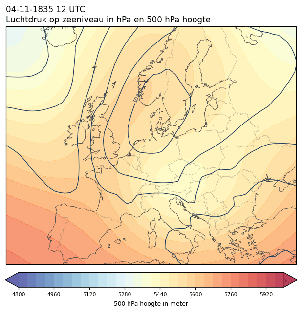 Weerkaart van 4 november 1835 om 12 UTC